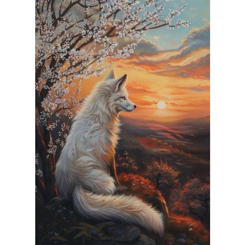 Sakura Fox Penguin Owl Eagle Raccoon Flamingo Poster Print Animal Canvas Painting for Living Room Home Decor