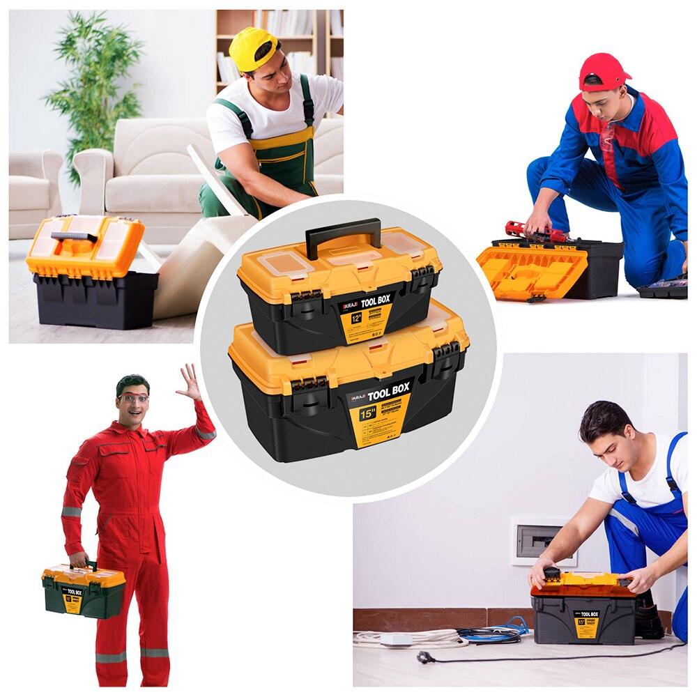15/12 Inch Hardware Tools Box, Plastic Thick Combination Suitcase Electrician Carpenter Electric Drill Storage Box