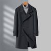 High-end Men's Woolen Coat Double-breasted Fashionable Woolen Windbreaker Long Middle-aged Casual Suit Jacket for Men