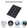 3W 5V Polysilicon Travel DIY Solar Charger Power Bank Mobile Power Bank Hiking Camping Outdoors Accessories