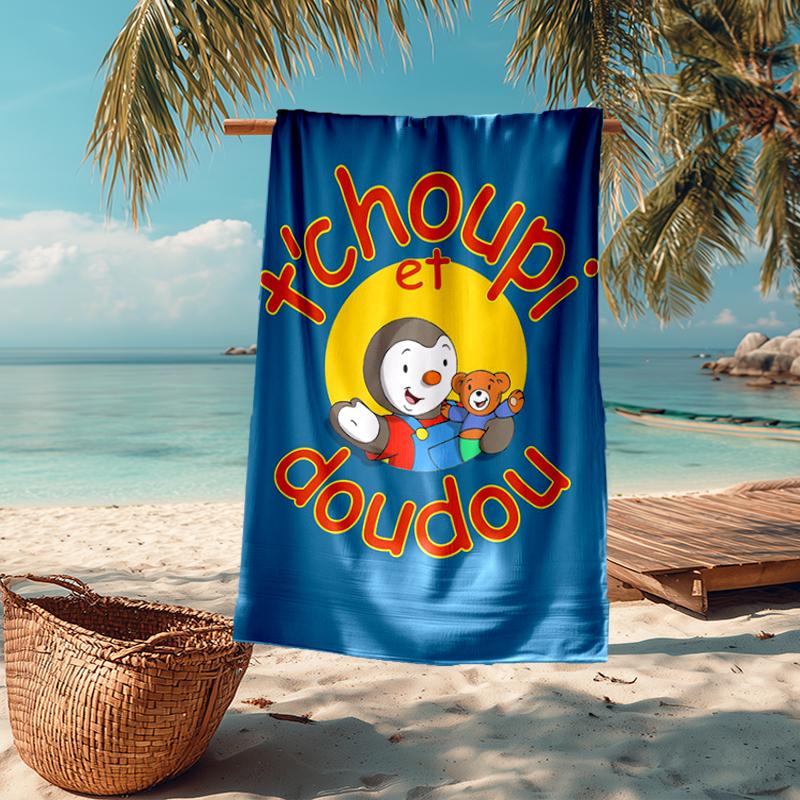 Ultra-Soft Beach Towel with Tchoupi Theme,Ideal for Pool - Camping, Diving - Perfect Travel Essential, Vibrant Beach Towel.