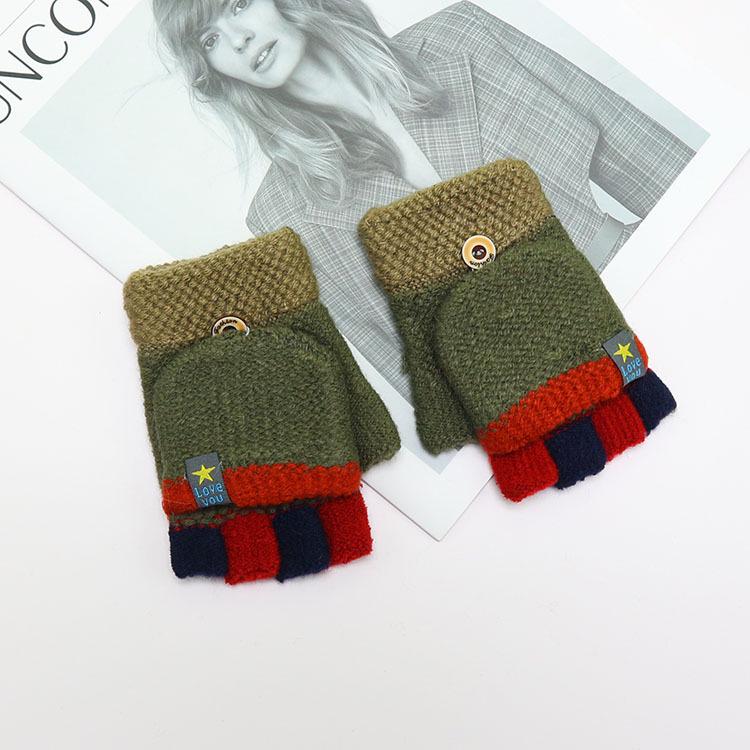 Детские зимние шерстяные перчатки-варежки с откидным верхом - Теплые, мультяшный дизайн для мальчиков и девочек младшего школьного возраста