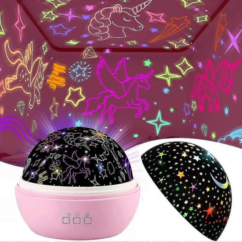 Unicorn Gifts For Girls Age 2-8, Unicorn Toys For 4-9 Year Old Girls, 2 In 1 Star Projector Rotating Night Light Girls Toys For Kids Age 3-9, Xmas Sto