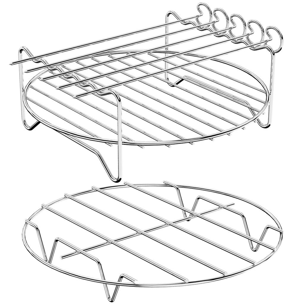 2 шт. Аксессуары для электрической фритюрницы Air Fryer из нержавеющей стали 430, двухслойная решетка для гриля, паровая решетка для фритюрницы Air Fryer