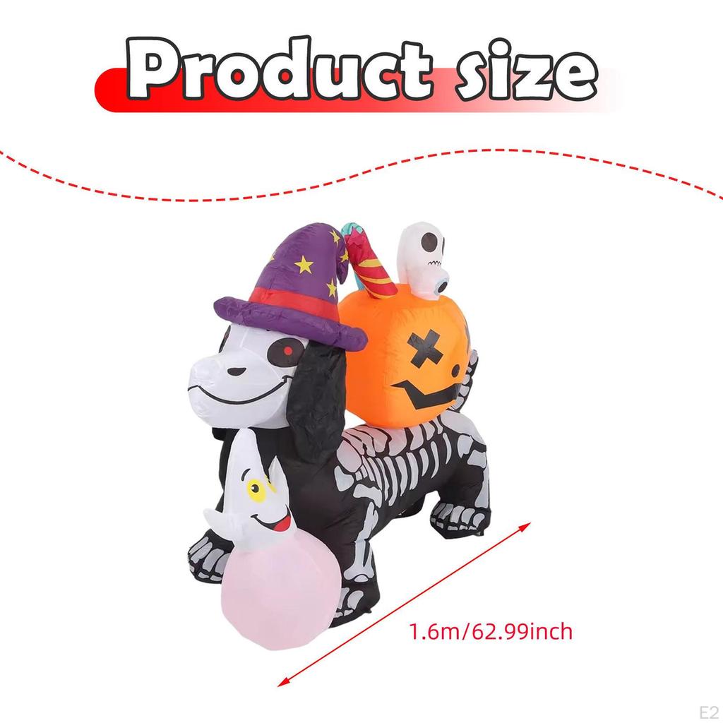 Halloween Inflatable Yard Decoration with Built in LED Scary Blow up Skeleton Dog for Festival
