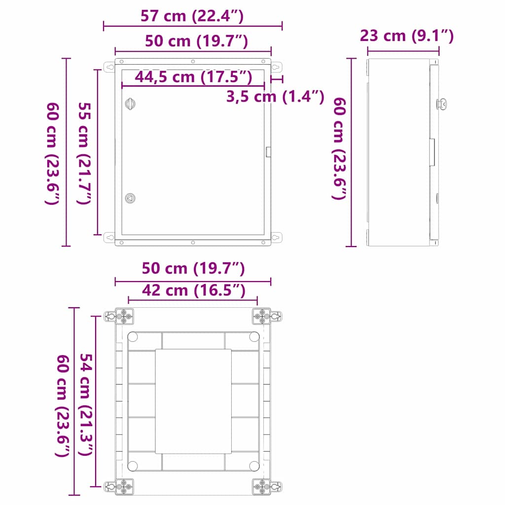 Control Cabinet Gray 57 x 23 x 60 cm ABS Plastic