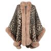 Women's Fashion Leopard Pattern Knitted Cloak Fashion Casual Women's Plush Top Cloak