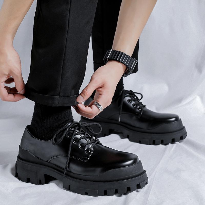 Классические мужские оксфорды для улицы, удобная обувь для ходьбы, 2024, новые повседневные кожаные туфли, стильные деловые туфли на платформе для мужчин