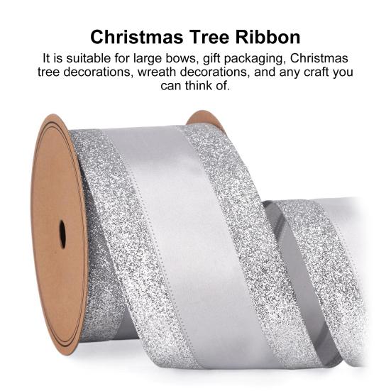 Yousheng 1 рулон 10 ярдов 2,5 дюйма Рождественская лента блестящая подарочная упаковочная лента яркий цвет рождественская елочная лента DIY поделки для украшения дома