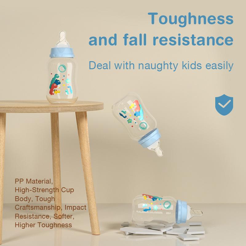 150/240ml Baby PP Bottle Wide Mouth Newborn Baby Bottle Drop-Resistant Baby Milk Bottle Newborn Cartoon Pattern Cup BPA Free