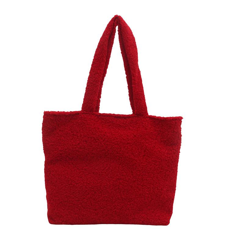 Stylish Korean Plush Tote Bag For Women Large Versatile Handbag Ideal For Daily Use In Trendy Colors