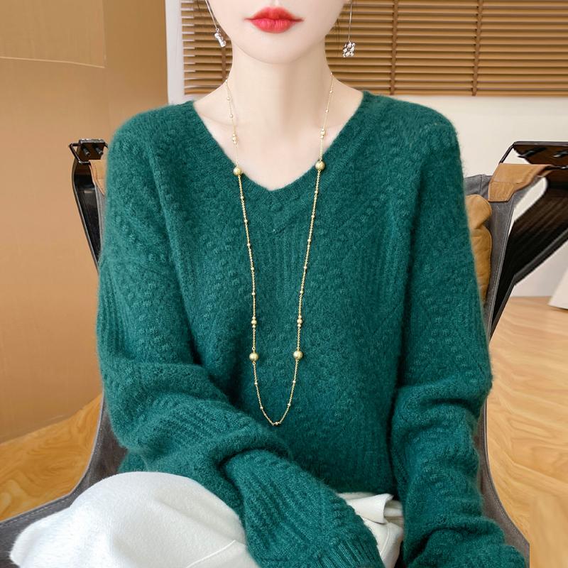 Женский кашемировый свитер Qinghe Cashmere 30% кашемир 70% шерсть Осень и Зима Пуловер Теплый и Модный