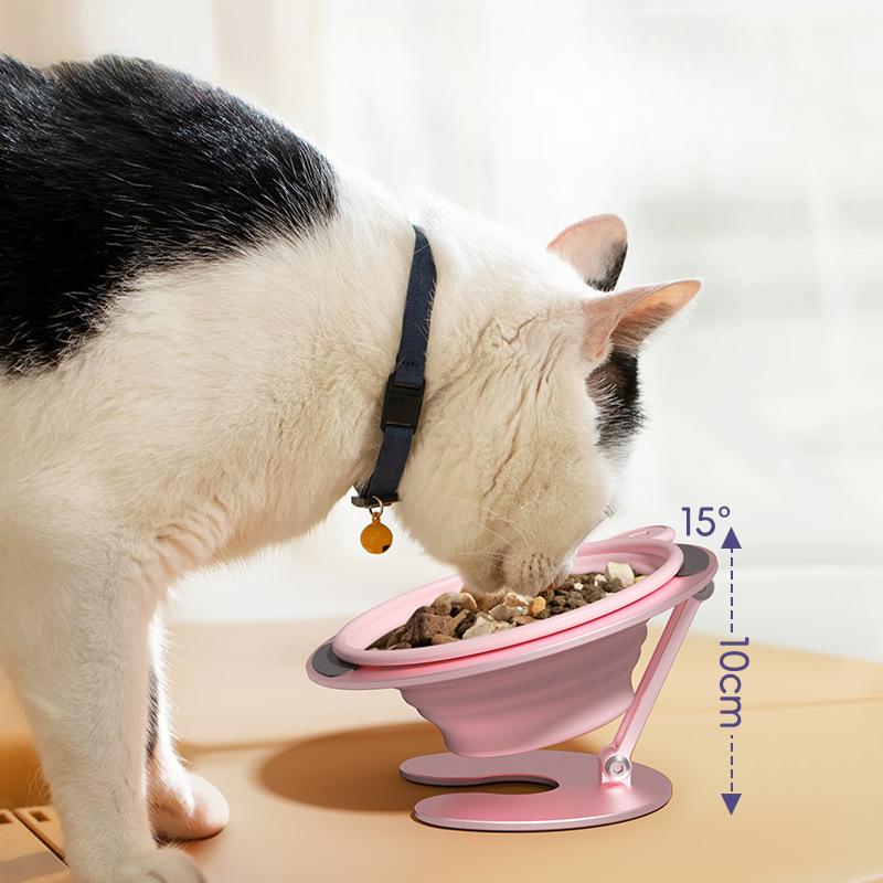 Держатель миски для кошки, креативный регулируемый контейнер для хранения, шампур для кошачьего корма, миска для еды, бытовой, с защитой шеи, портативные складные кормушки для домашних животных