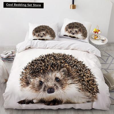 Пододеяльник с изображением ежа King Queen 3D Lovely Animal Комплект постельного белья для детей, подростков, взрослых, дикая природа, пододеяльник, наволочка, детские подарки