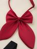 Girls Preppy Style Turndown Collar Bow Top Long or Short Sleeve Button Down with Elastic Waistband Overalls Skirt and Socks Outfit