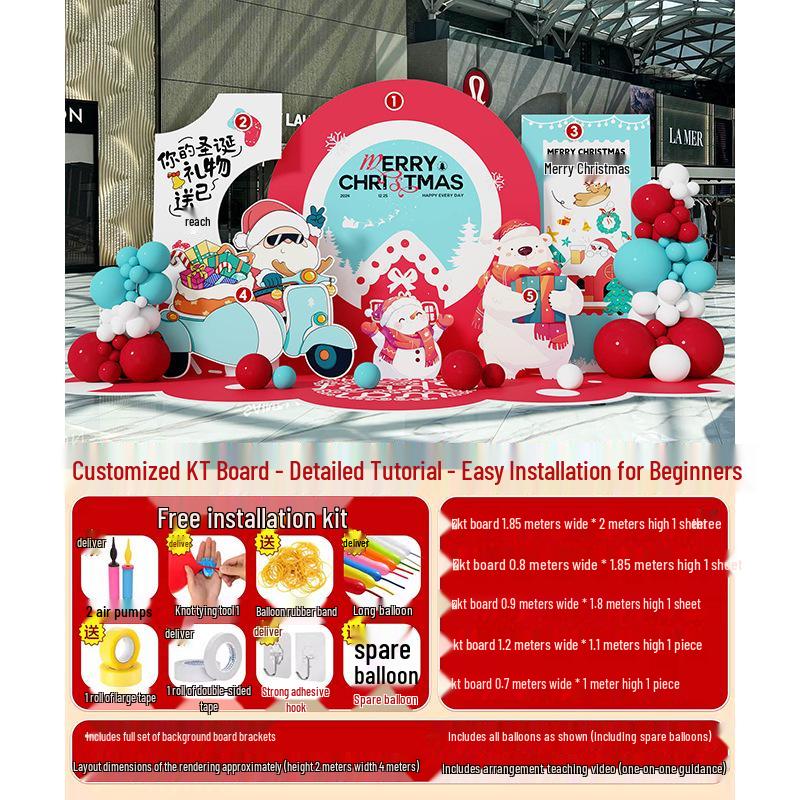 Праздничная рождественская композиция: Декор мероприятия в торговом центре с использованием шарового искусства и задника