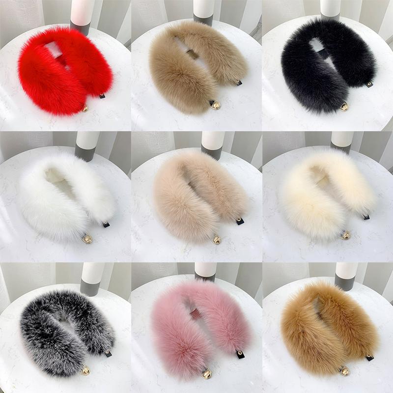 Зимний толстый теплый мех лисы, аксессуары для одежды, воротник из искусственного плюша с пуговицами, утолщенный теплый шарф из искусственного меха лисы с пуговицами, шарф из искусственного меха на голову