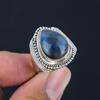 Натуральный синий огненный лабрадорит, драгоценный камень, массивное кольцо из стерлингового серебра 925 пробы ручной работы для женщин и девочек