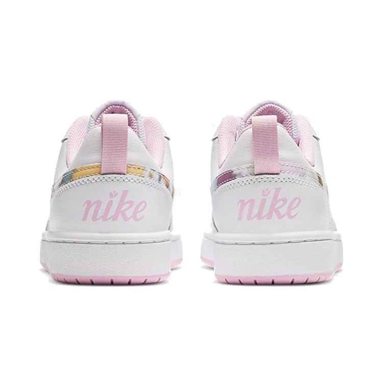 Nike Детские кроссовки Court Borough Low 2 SE GS Floral Swoosh Белый Светло-Арктически-Розовый Многоцветный CK5426-100