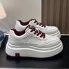 Platform White Shoes Women's New Autumn Campus Style Versatile Sports and Leisure Lace-up Board Shoes Heightening Shoes