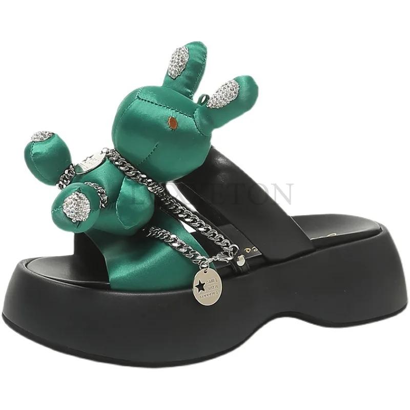 Summer Women's Slippers Outdoor Non-slip Thick Soled Slippers Fashion New Products Cute Cartoon Rabbit Simple Women's Shoes
