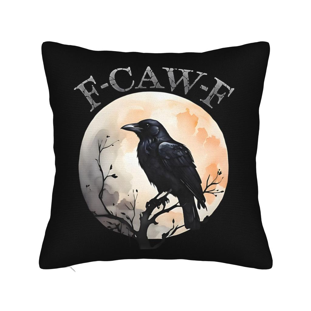 FCawF Meme Square Pillow Case Funny Black Bird Moon Cushion Cover Novelty Polyester Decor Pillowcase for Home 45x45cm