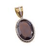 Natural Smoky Quartz 925 Solid Sterling Silver TwoTone Gift Pendant 1.50" H1q93