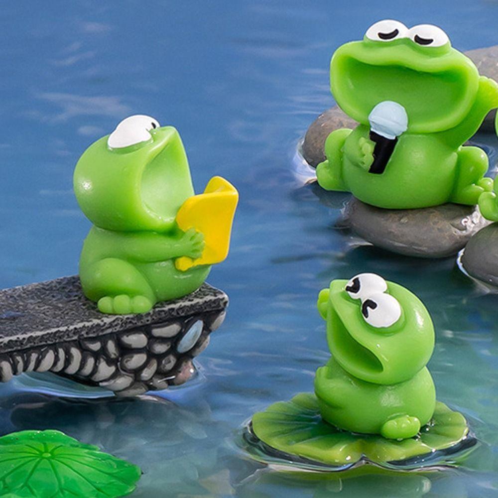 Cartoon Big Mouth Frogs Statue Cute Mini Frogs Ornament Micro Landscape Ornaments