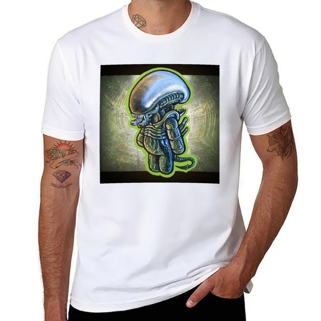 ALIEN XENOMORPH POOTERBELLY TShirt Basic Simple Casual Short Sleeve Tee