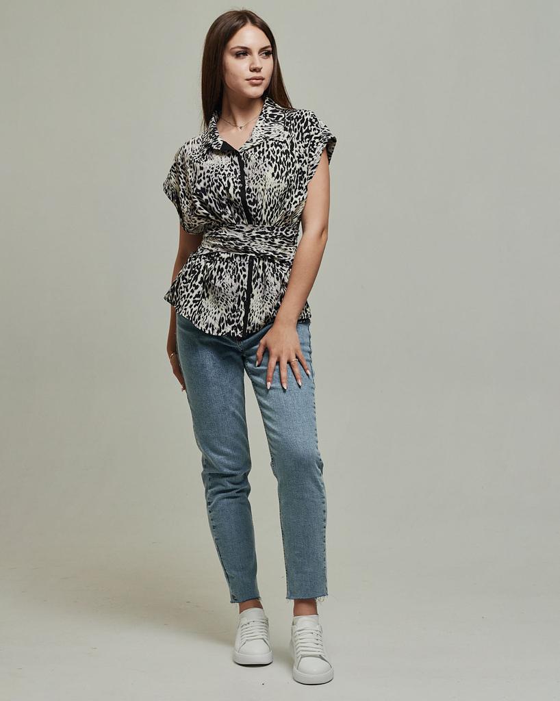 Blouse Mira Mia 249211 42 Black and White Leopard