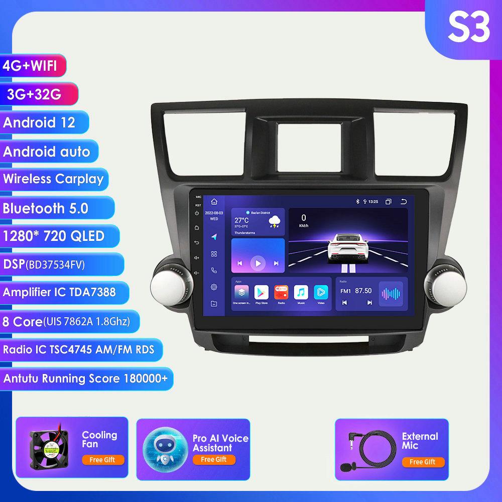 2 Din Android 12 автомобильное радио для Toyota Highlander Kluger 2 XU40 2007-2013 Navi GPS мультимедиа 4G интеллектуальный экран видеоплеер авто стерео Carplay