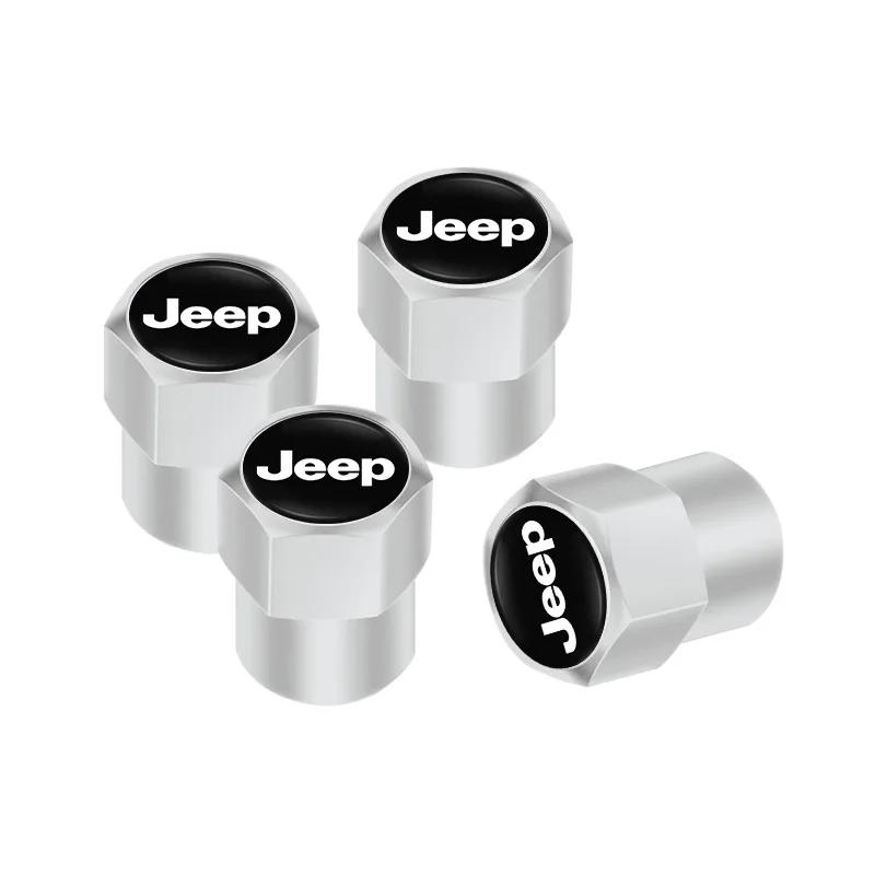 For Jeep 4Pcs Car Tire Valve Cap Alloy Wheel Valves Cover Accessories For Jeep Grand Cherokee Wrangler JK Gladiator Compass R