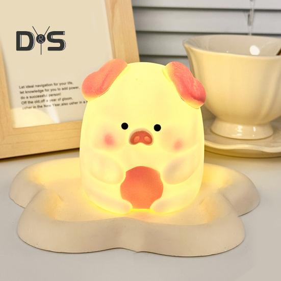 Bear Night Light Cute Silicone Lamp Soft Glow Flicker Free Battery Powered Cartoon LED Bedside Lamp Room Decoration
