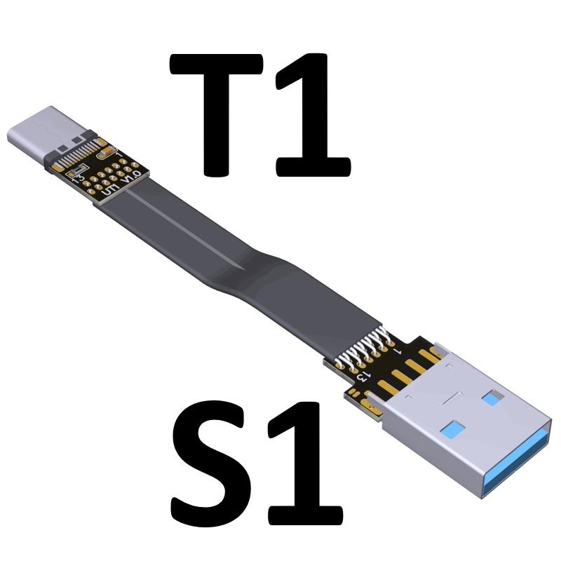 Гибкий шлейфовый кабель USB Type-C Плоский с EMI-экранированием FPC Кабель USB 3.0 Type C Угловой разъем 90 градусов вверх вниз 5 см-3 м USB 3.1
