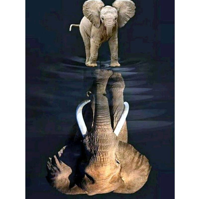DIY Elephant 5D Diamond Painting Full Round Drill Animal Diamond Embroidery Cross Stitch Mosaic Kits Wall Art Gift Home Decor