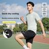 Логотип серии Li Ning Football Круглый вырез Ледяной шелк Cool Dry Дышащий Костюм для бега, фитнеса, альпинизма, отдыха, спортивный костюм унисекс YATV089-2