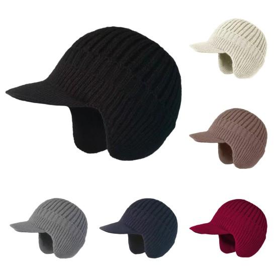 Зимняя защитная шапка с ушами, трикотажная, с длинными полями, сохраняет тепло, толстая, эластичная, нескользящая