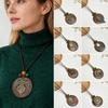 Hollow Leaves Sweater Chain Boho Sweater Necklace Vintage Wooden Pendant Necklace for Women Men
