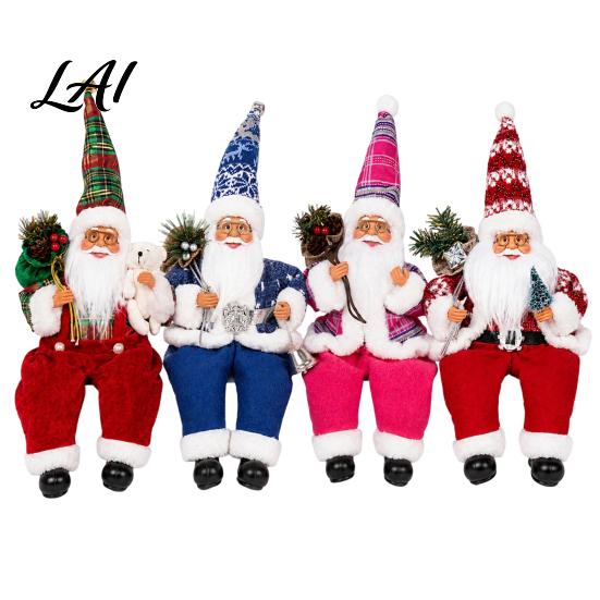 Indoor Festive Shelf Sitter Christmas Sitting Santa Claus Figurine Cute Doll with Gift Bag Winter Seasonal Room Accent And Presents for Holiday Home