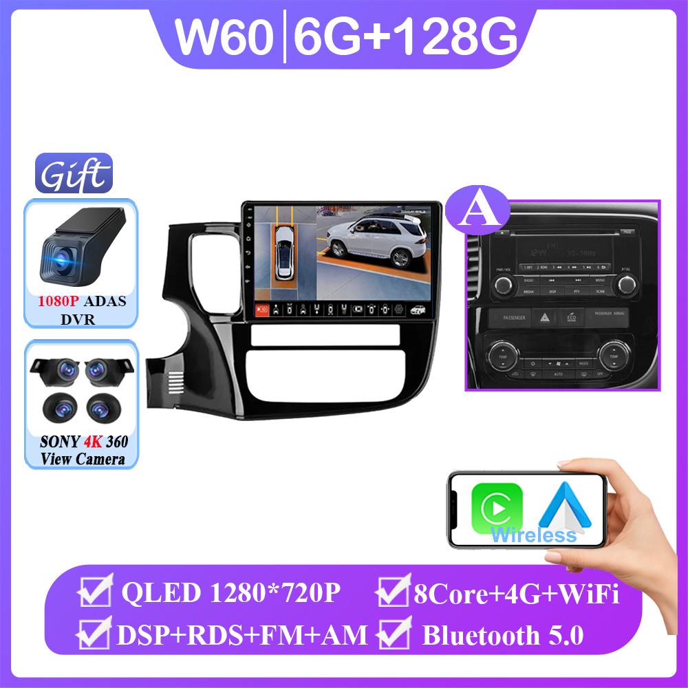 Навигация GPS Android 14 Авто Для Mitsubishi Outlander 3 2012-2018 Carplay Автомобильный Видеоплеер 2din DVD Мультимедийная Головное Устройство 2K BT