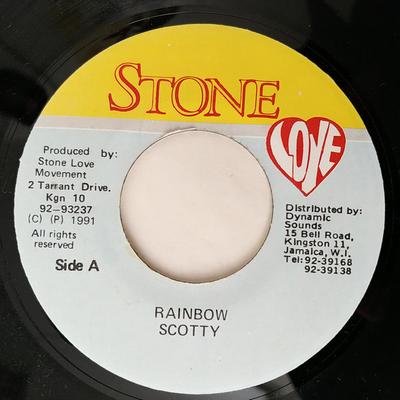 7-дюймовая пластинка SCOTTY - Rainbow NONE Stone Love 1991 Ямайка Регги, Ска и Даб Б/У