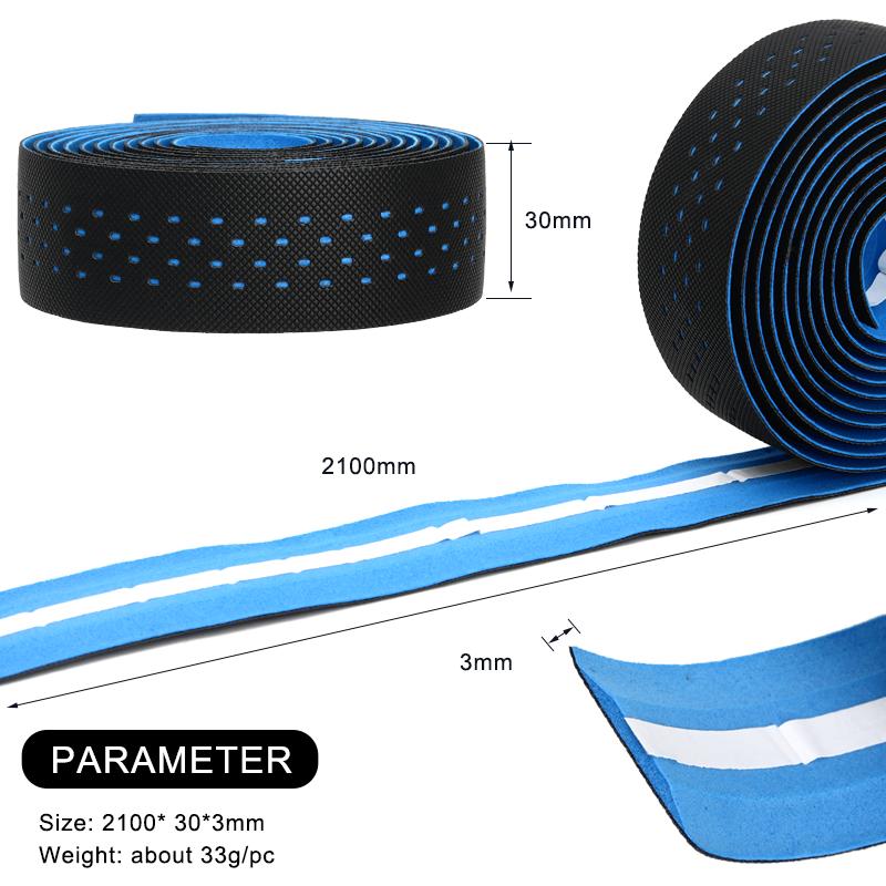 1 пара лент для руля велосипеда, перфорированная дышащая полиуретановая лента для руля шоссейного велосипеда, фиксированный ремень с 2 заглушками