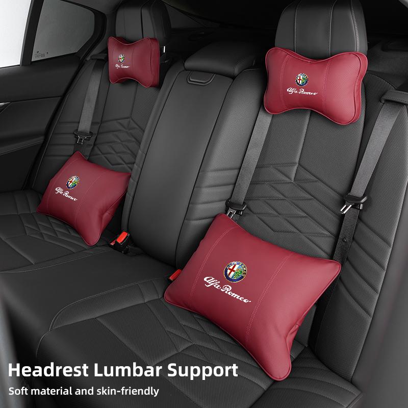 LMRGZ1 Leather Car Seat Neck and Back Pillow Breathable Accessories For Alfa Romeo 159 Giulietta Giulia 147 Mito 156 166 GT