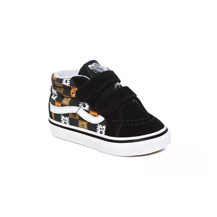 Vans Sk8 Animal Checkerboard Mid-Top Walker Shoes Black Baby Shoes VN0A348J0GN