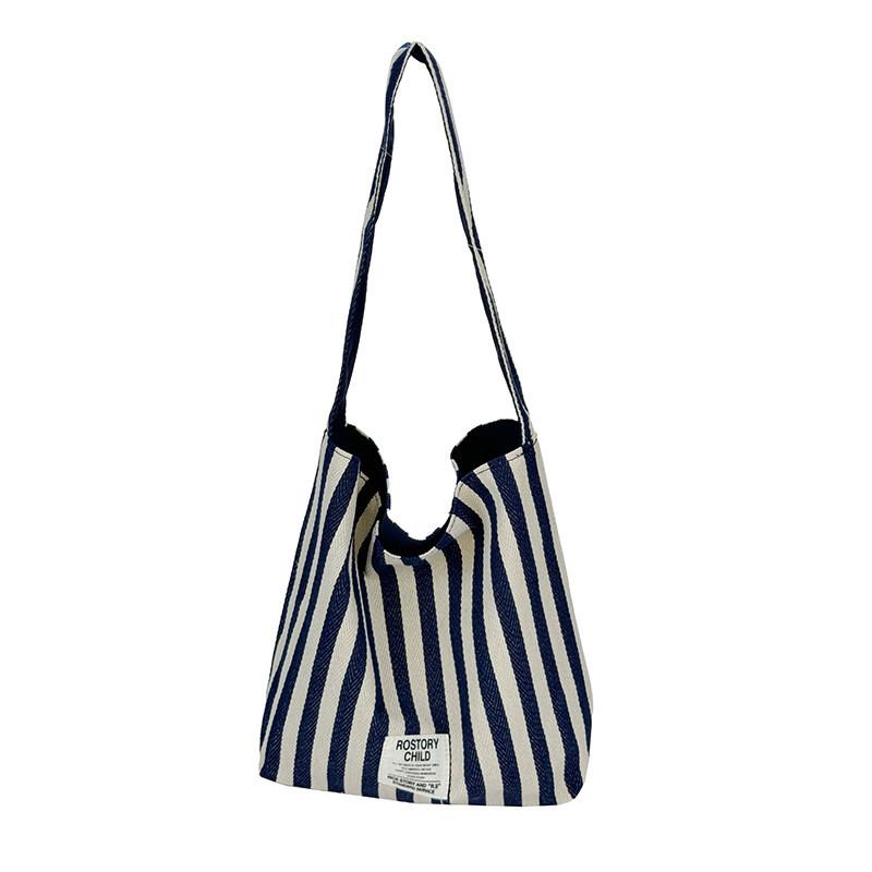 Canvas Tote Bag For Women With Stylish Stripes And Two Sided Design For Daily Use
