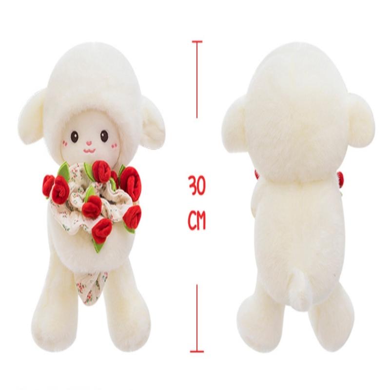 1 шт. Кукла-ягненок Обнимашка Подарок для девушки на день рождения, День святого Валентина, букет роз, плюшевая игрушка, мягкая набивная игрушка, коллекционная кукла