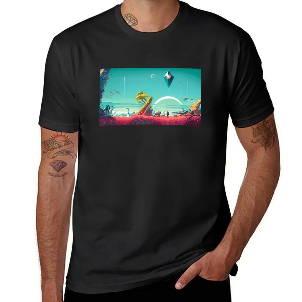 No Mans Sky -- Ship and Sky unisex T-Shirt Aesthetic Clothes Summer Clothes Workout Shirts for Men