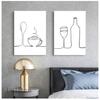 Модульные картины скандинавский стиль принты постеры линия кофе красное вино нож и вилка настенное искусство холст живопись для кухни домашний декор