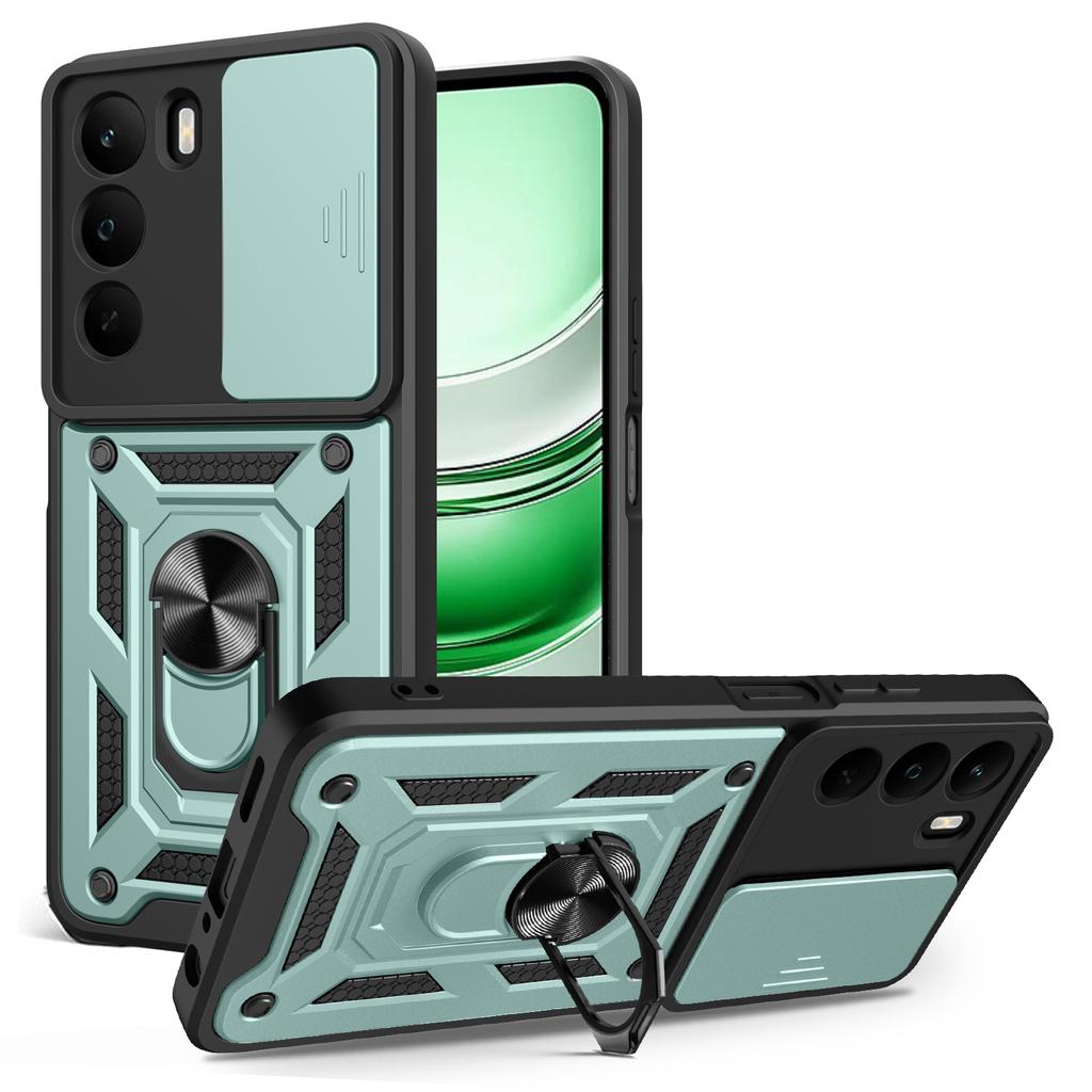 Для Realme C71 4G Чехол с выдвижной крышкой для камеры PC+TPU Подставка Чехол для телефона