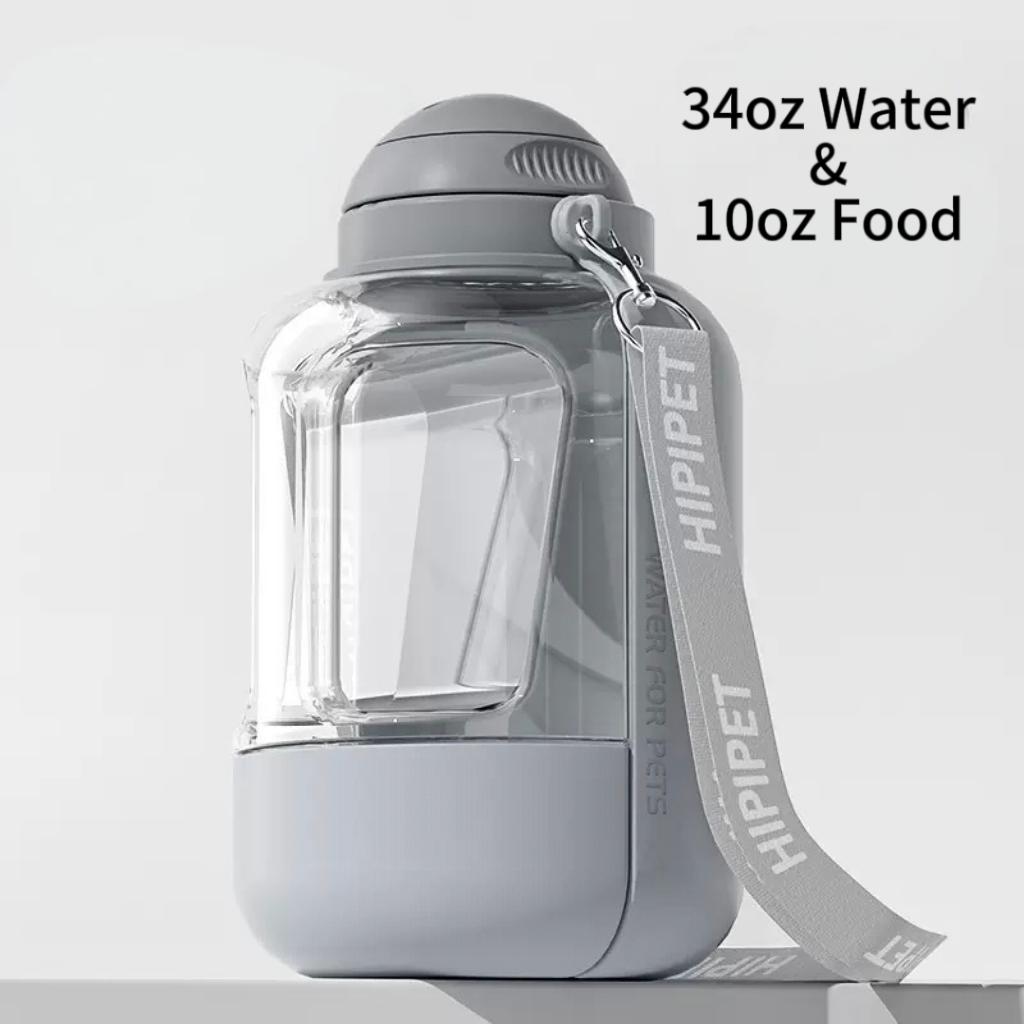 Hipipet Portable Dog Water Bottle With Food Container 34oz Water 10oz Food Leakproof Bpa Free Pet Water Dispenser For Outdoor Walking Hiking Travel